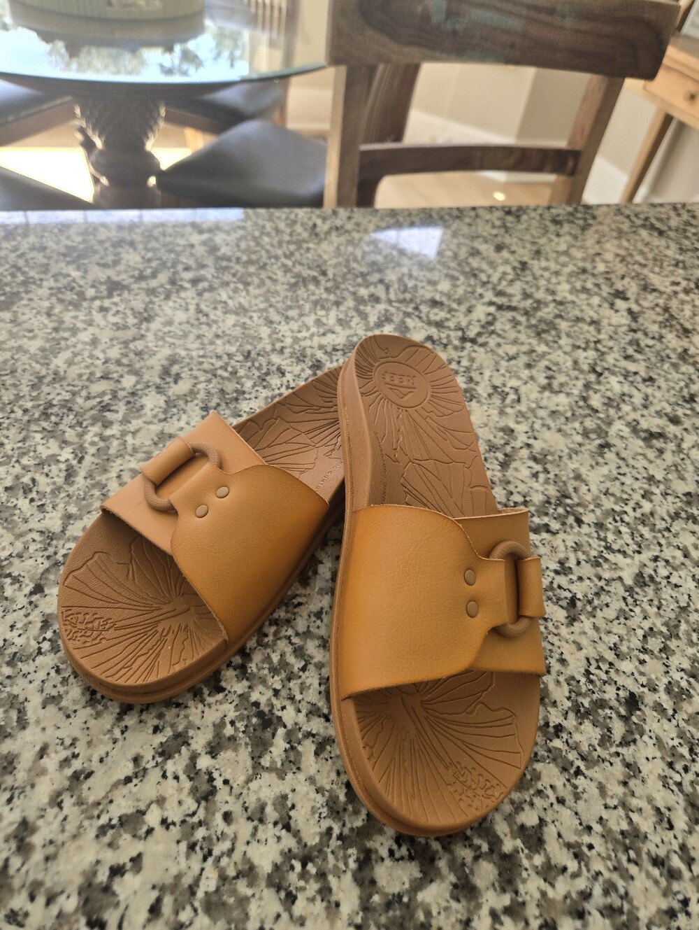 Womens Reef Slide Sandals in Tan — Comfortable Everyday Footwear